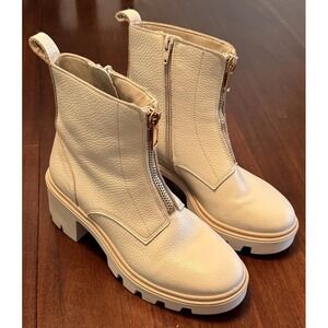 Antonio de Faria Womens Leather Platform Ankle Boots Size 6.5 Beige Portugal